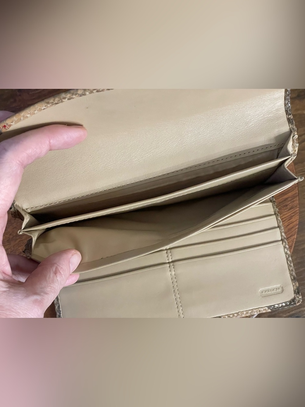 COACH SOHO Python Embossed Leather Tri-Fold Continental Wallet - Picture 8 of 11